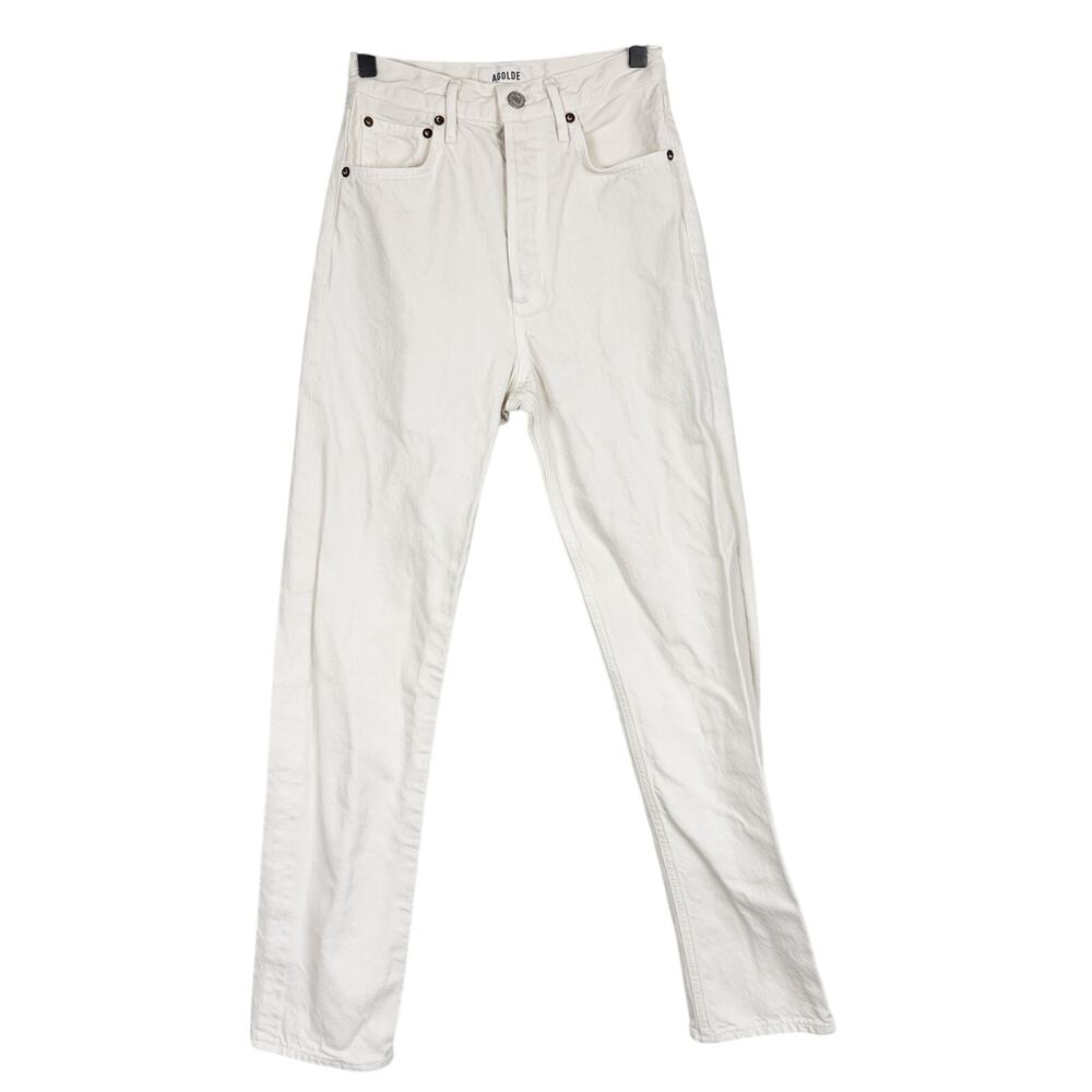 AGOLDE 90's Pinch Waist High Rise Straight Jeans in Marshmallow - 23